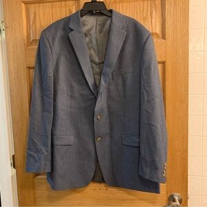 Chaps Sport Coat Blazer Mens 48L Black Blue Mini Check Plaid - 2 Button - Clean